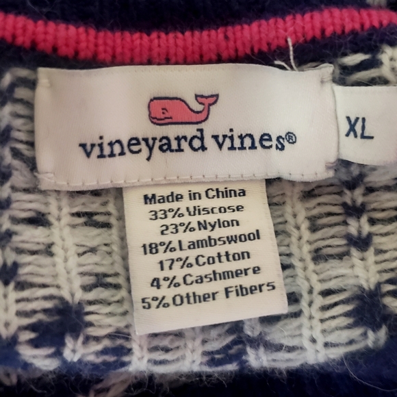 Vineyard Vines Sweater Womens XL Nautical Blue Anchor Pattern Cashmere Pullover - Picture 9 of 11